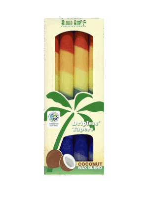rainbow-tapers-lg Aloha Bay Taper Coconut Rainbow Candle